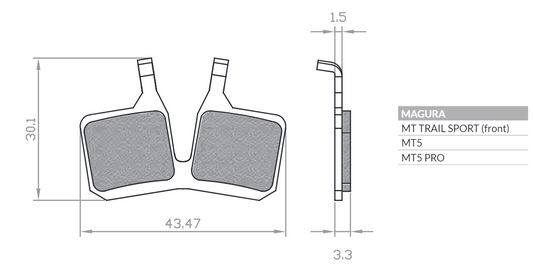 BIKE BICYCLE BRAKE PADS ORGANIC / SEMI-METALLIC FITS MAGURA MT 5, MT 7 BR129