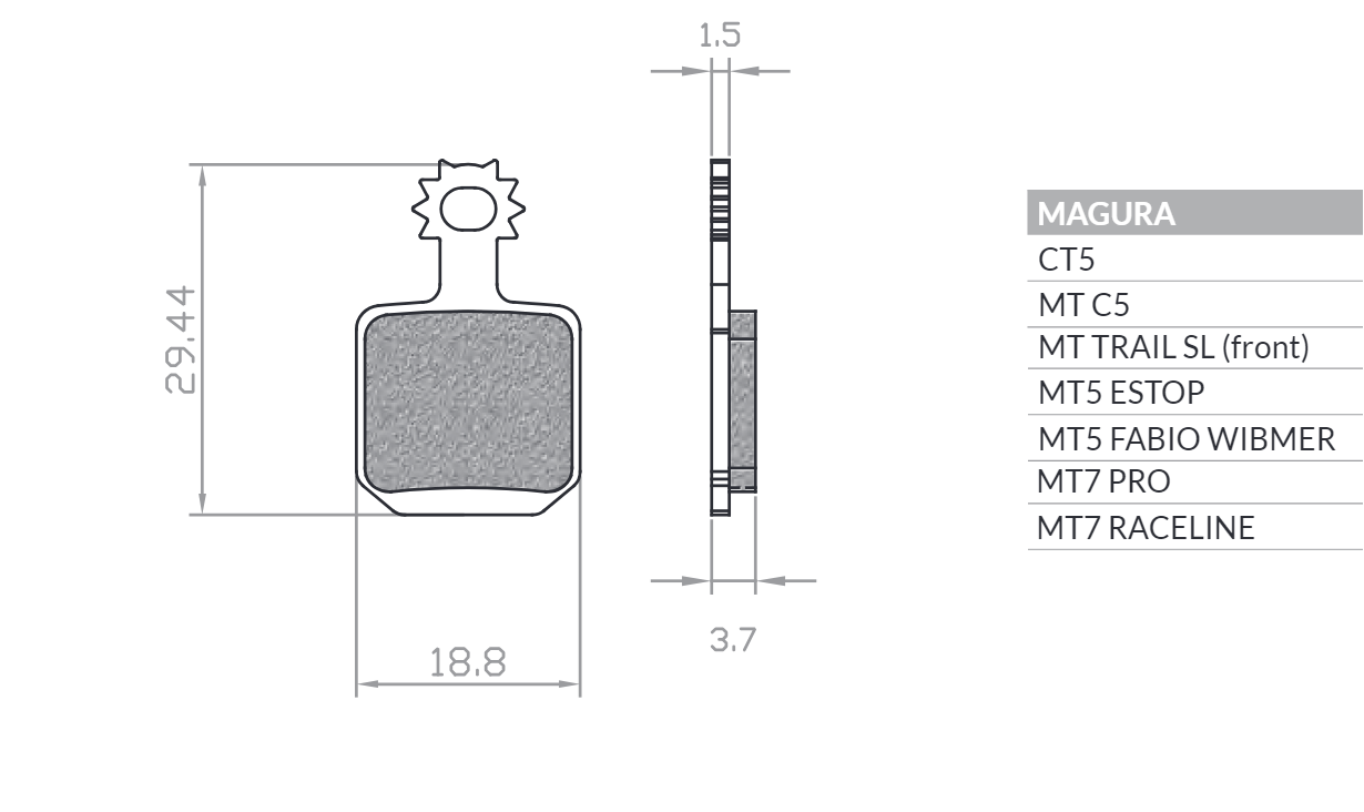 BIKE BICYCLE BRAKE PADS SINTERED METALLIC FITS MAGURA MT 5, MT 7