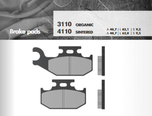 BRAKE PADS KH317 / KH414 SINTERED METALLIC (GOLD) (THICKNESS 9.5MM) (FT 4110)