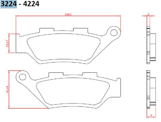 BRAKE PADS KH322 BENELLI IMPERIALE 400 19-, LEONCIO 500 18-19, TRK500 18-20, FRONT (FT 3224)