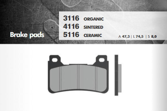 BRAKE PADS KH390 (ORGANIC) HONDA CB/CBR/VFR FRONT