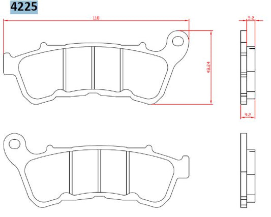 BRAKE PADS KH640 SINTERED METALLIC (GOLD) HARLEY-DAVIDSON XL883/XL1200 14- FRONT (FT 4225)