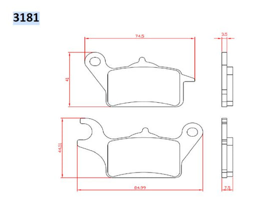 BRAKE PADS KH708 HONDA VISION110 17-18, ZOOMER110 13-, CLICK125 12-17 FRONT (FT 3181)