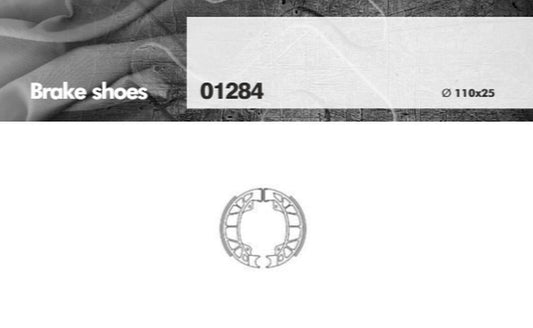 BRAKE SHOES DERBI 50, GILERA RUNNER / TYPHOON, PIAGGIO ZIP / HEXAGON (110x25MM) (FT 1284)