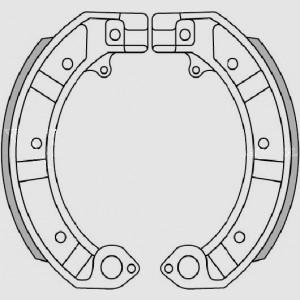 BRAKE SHOES PIAGGIO PK 50/125, PX 125/150/200, GS 160, SS 180/200, PE 200 (WITH PLATES) (150x24MM) (FT 0128)