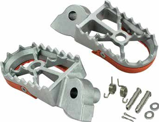 FOOTPEGS PEGI KTM SX/SXF 125/250/350/450 98-16, SX 50 14-22, SX 65 11-22, SX 85 03-17 (STAINLESS STEEL, INCLUDES MOUNTING KIT: 2 SPRINGS, 2 PINS, 2 WASHERS, 2 COTTER PINS)