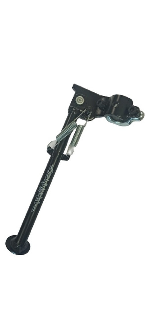 UNIVERSAL LEFT SIDE STAND 250MM MOUNTING TO FRAME Ø26-32MM BLACK