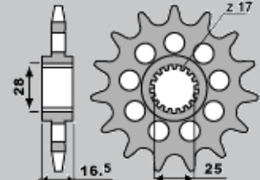 FRONT SPROCKET 2147 17 KTM 950/990/1190 06-13 (JTF1904.17)
