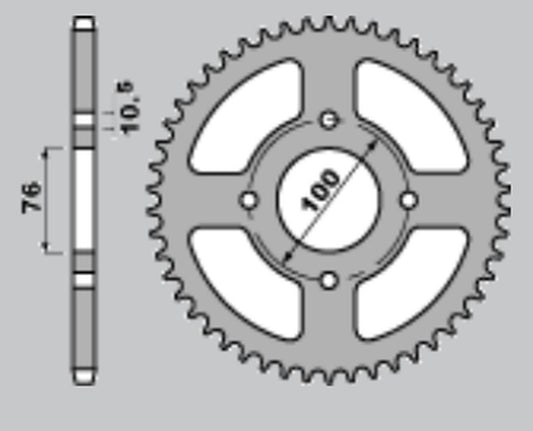 REAR SPROCKET 4301 43 SUZUKI LT-E250/300/500 82-87, LT-R500 88-92, VL250 INTRUDER 00-04, GSX-R250 87-89