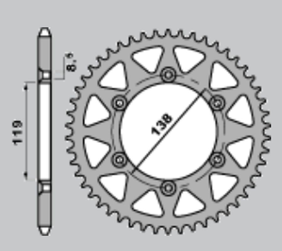 REAR SPROCKET ALUMINUM T7075 (ERGAL) 213 48 HUSABERG FE400/600 96-99 (CHAIN 520, SILVER)