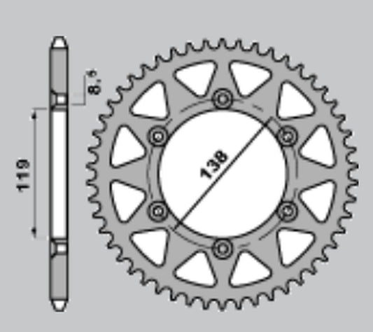 REAR SPROCKET ALUMINUM T7075 (ERGAL) 213 48 HUSABERG FE400/600 96-99 (CHAIN 520, SILVER)