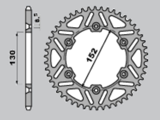 REAR SPROCKET ALUMINUM T7075 (ERGAL) 4500 50 APRILIA MXV/RXV/SXV 450/550 06-12 (CHAIN 520, SILVER)