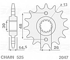 FRONT SPROCKET 2047 15 HONDA CB 750, VFR 750