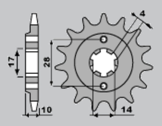 FRONT SPROCKET 2065 13 DERBI SENDA 50 96-99 (4032-13) (JTF1127.13)