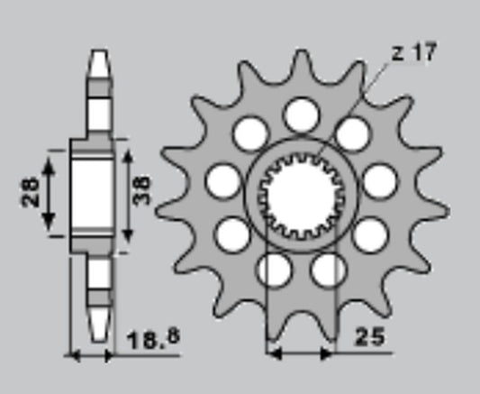 FRONT SPROCKET 2078 16 BMW F 650/800 GS/R 08-18, F 700/750/850 GS 13-22, APRILIA ETV 1000 CAPONORD 01-08, RSV 1000 MILE 98-03