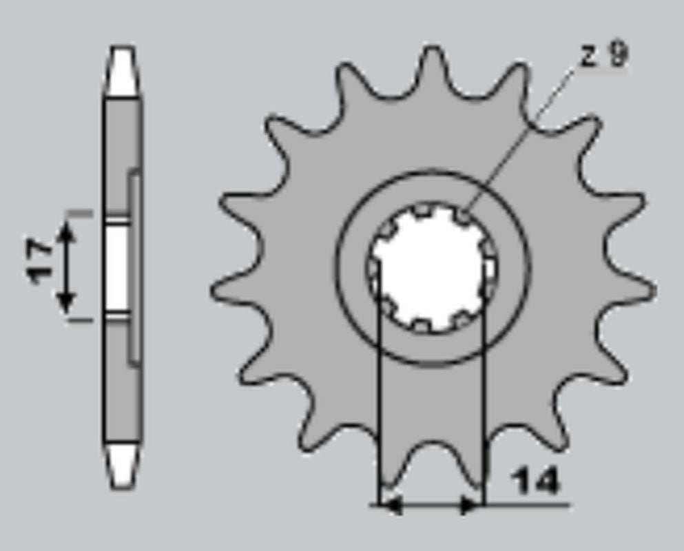 FRONT SPROCKET 210 13 CAGIVA MITO 50 99, PRIMA SUPER CITY 50 92-96 (708-13)
