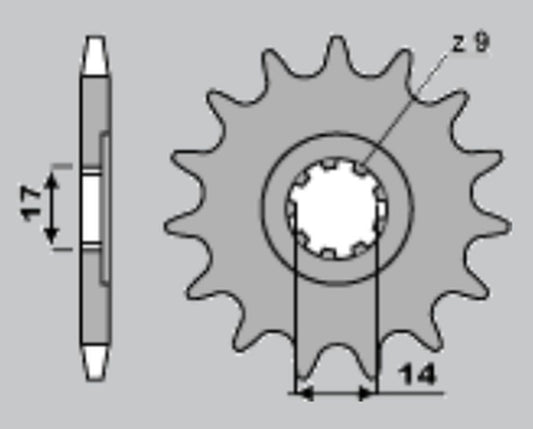 FRONT SPROCKET 210 13 CAGIVA MITO 50 99, PRIMA SUPER CITY 50 92-96 (708-13)