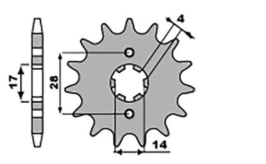 FRONT SPROCKET 2107 12 APRILIA RX 50 09-10, DERBI SENDA/GPR/DRD 50 00-11 (210712JT) (CHAIN 420)