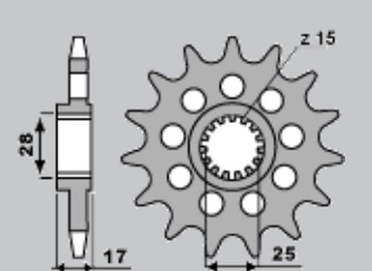 FRONT SPROCKET 2249 14 DUCATI PANIGALE 1199/1299 12-19 (224914JT) (CHAIN 525)