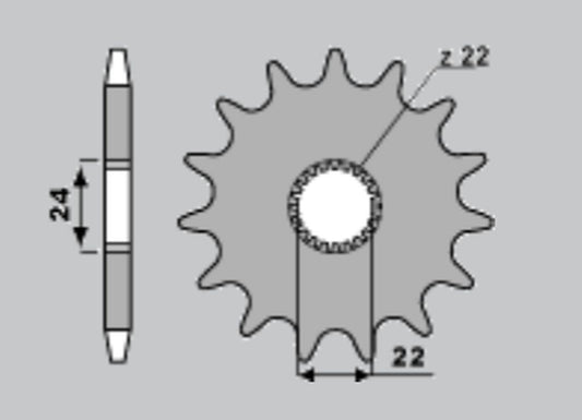 FRONT SPROCKET 406 14 APRILIA 125 RX 90-02, RS 125 93-08 (JTF394.14)