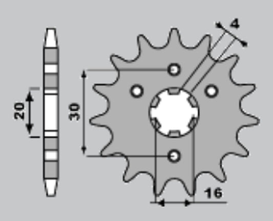 FRONT SPROCKET 417 15 KAWASAKI BN 125 98-07, KDX 125 90-99, KMX 125 (+1) (JTF417.15)