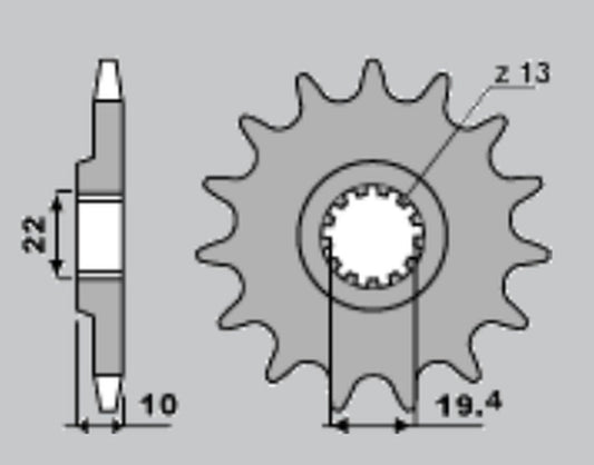 FRONT SPROCKET 435 14 SUZUKI RM 250, DR 350