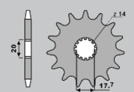 FRONT SPROCKET 440 13 YAMAHA YZ 125 87-04 (JTF564.13)