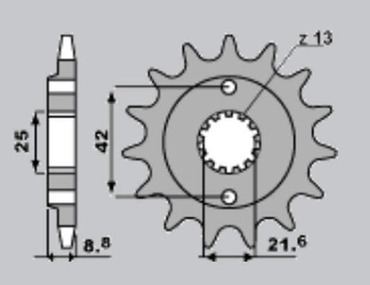 FRONT SPROCKET 525 16 KAWASAKI GPZ 500S 87-05, KLE 500 91-96