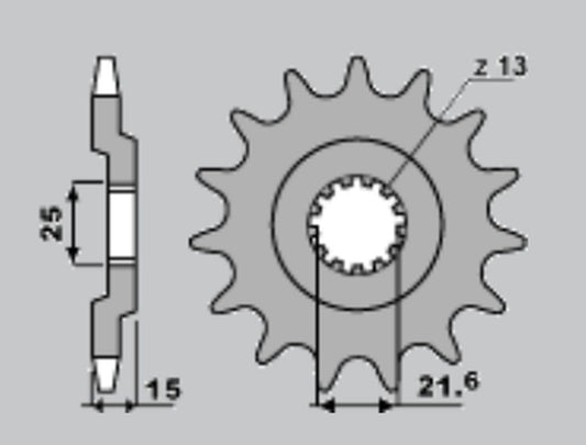 FRONT SPROCKET 528 15 KAWASAKI GPZ 750 83-89 (JTF514.15)