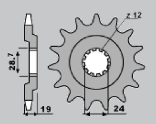 FRONT SPROCKET 529 15 KAWASAKI ZX 10 88-90 (CHAIN 532) (JTF526.15)