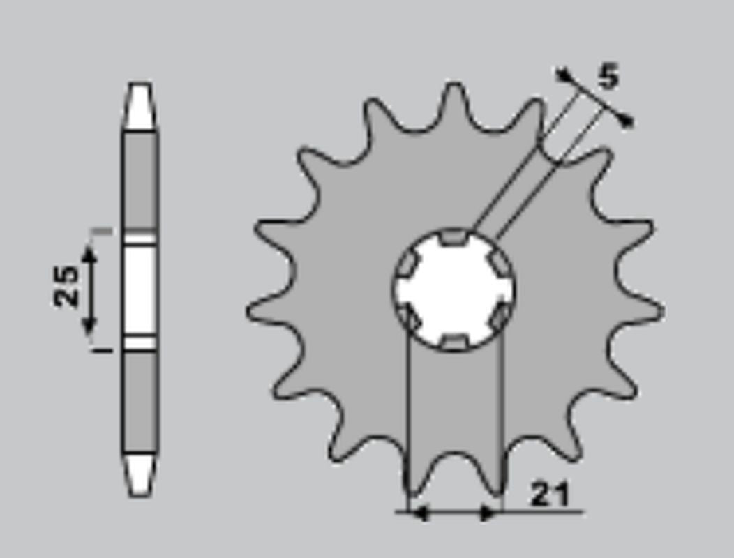 FRONT SPROCKET 569 14 KAWASAKI KX 250 87-98, YAMAHA YZ 250 77-98, XV 250 89-15 (JTF569.14)