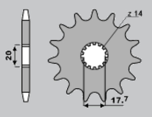 FRONT SPROCKET 577 13 YAMAHA YZ 85 02-15 (CHAIN 428) (JTF558.13)