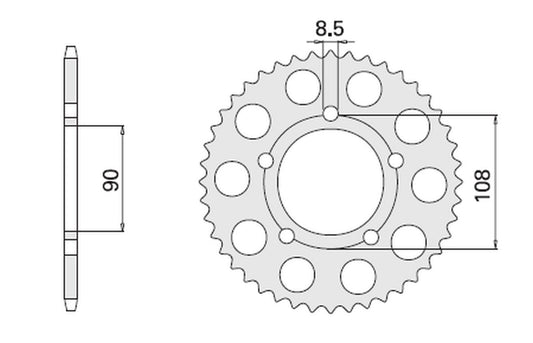 REAR SPROCKET 1022 38 DUCATI 500/600 PANTAH 81-82, PASO 750 87