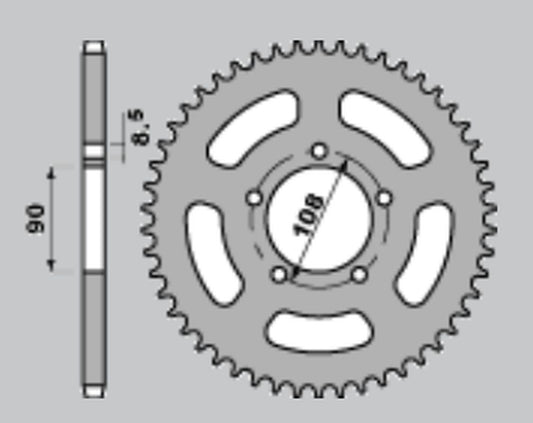 REAR SPROCKET 1515 43 MUZ 600/660 94-98