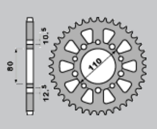REAR SPROCKET 334 44 HONDA CB/CBR 1000 84-89