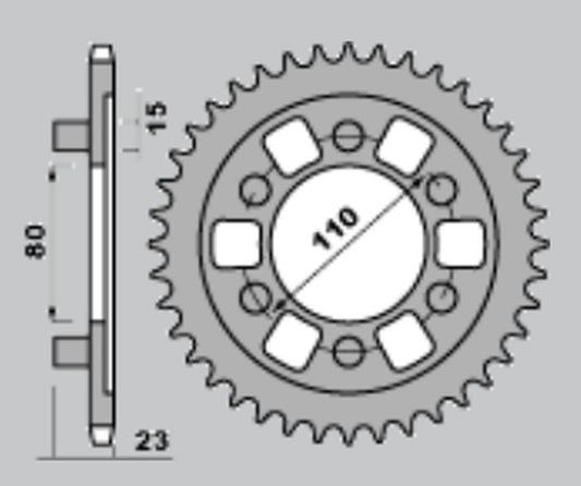 REAR SPROCKET 3555 38 APRILIA AF1 125 90-93