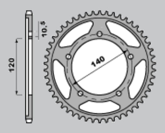 REAR SPROCKET 4398 42 SUZUKI GSXR1000 00-05, DL1000 02-06