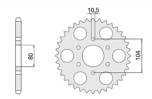 REAR SPROCKET 501 33 KAWASAKI KZ 750, GPZ 1100 (CHAIN 630)