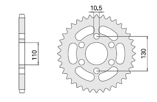 REAR SPROCKET 504 44 KAWASAKI EL 250 88-96 (JTR486.44)