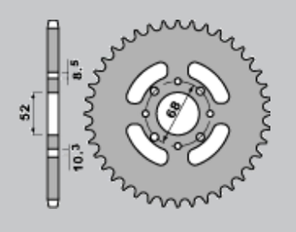 REAR SPROCKET 801 43 SUZUKI TS50 ER 80-85, TS 50X 84-00