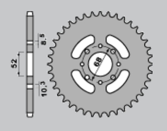 REAR SPROCKET 801 46 SUZUKI TS50 ER 80-85, TS 50X 84-00