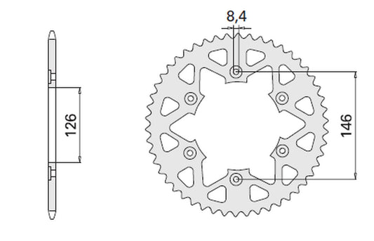 REAR SPROCKET 808 51 ALUMINUM (ERGAL, BLACK) SUZUKI DR/RM/RMZ (CHAIN 520) (JTR808.51)