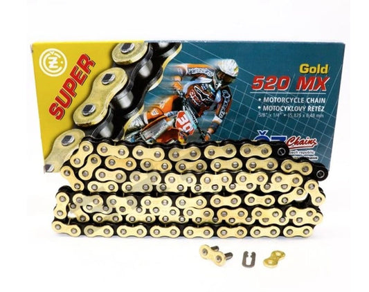 DRIVE CHAIN 520 MX (104 LINKS) GOLD (MOTOCROSS) UP TO 450CC (35.8KN) + CLIP
