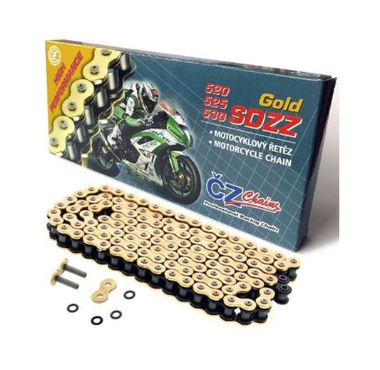 DRIVE CHAIN 520 SDZZ (112 LINKS) ACTIVE RING (X-RING) GOLD UP TO 900CC STREET (HIGH PERFORMANCE) (41.5KN) + HOLLOW RIVET