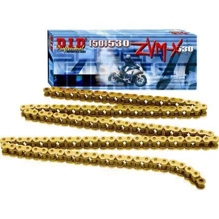 DRIVE CHAIN 530ZVMXGG-104 (104 LINKS) GOLD X-RING (OPEN + RIVET LINK)