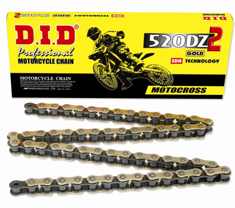 DRIVE CHAIN 520DZ2GB-120 (120 LINKS) GOLD NON O-RING (OPEN + CLIP)