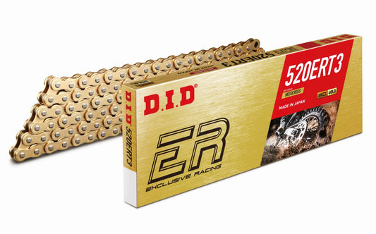 DRIVE CHAIN 520ERT3GG-112 (112 LINKS) GOLD NON O-RING (OPEN + CLIP) (REPLACES 520ERT2)