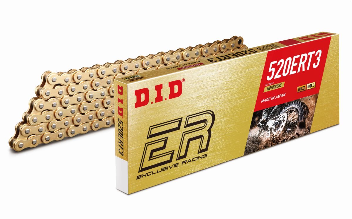 DRIVE CHAIN 520ERT3GG-114 (114 LINKS) GOLD NON O-RING (OPEN + CLIP) (REPLACES 520ERT2)