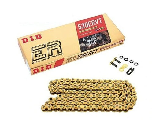 DRIVE CHAIN 520ERVT-102 (102 LINKS) GOLD X-RING (OPEN + CLIP)