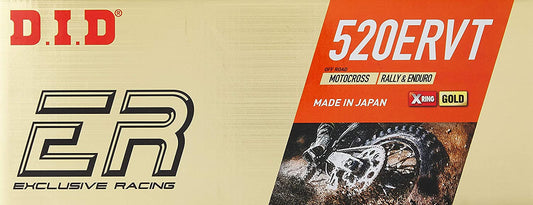 DRIVE CHAIN 520ERVT-108 (108 LINKS) GOLD X-RING (OPEN + CLIP)